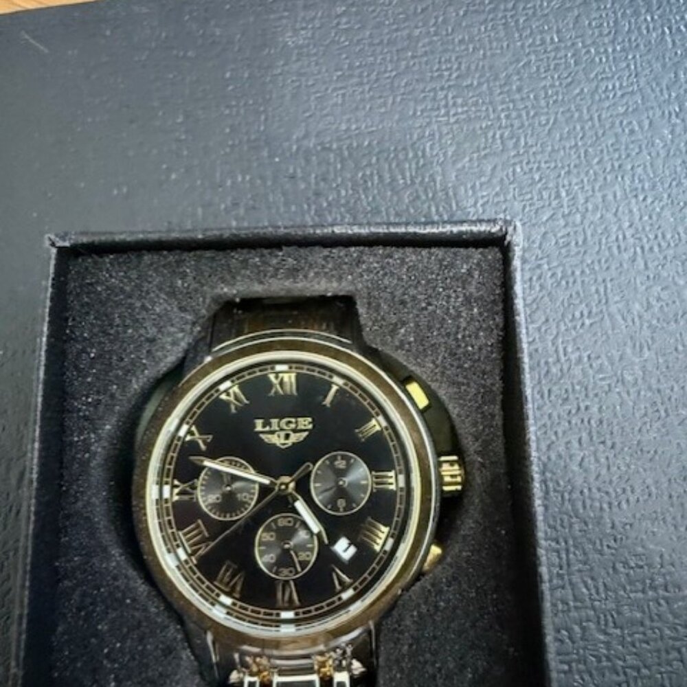 LIGE Men's Watch Two Tone Dial and Strap